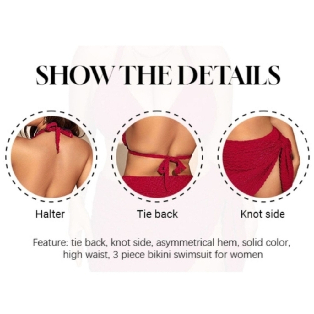 MAKEMECHIC - 1X RICHY Red Textured Bikini Set - Picture 11 of 14